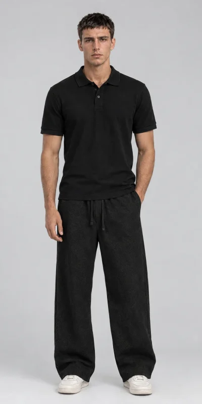 INSTINCT Linen Relaxed Pants – Black lifestyle